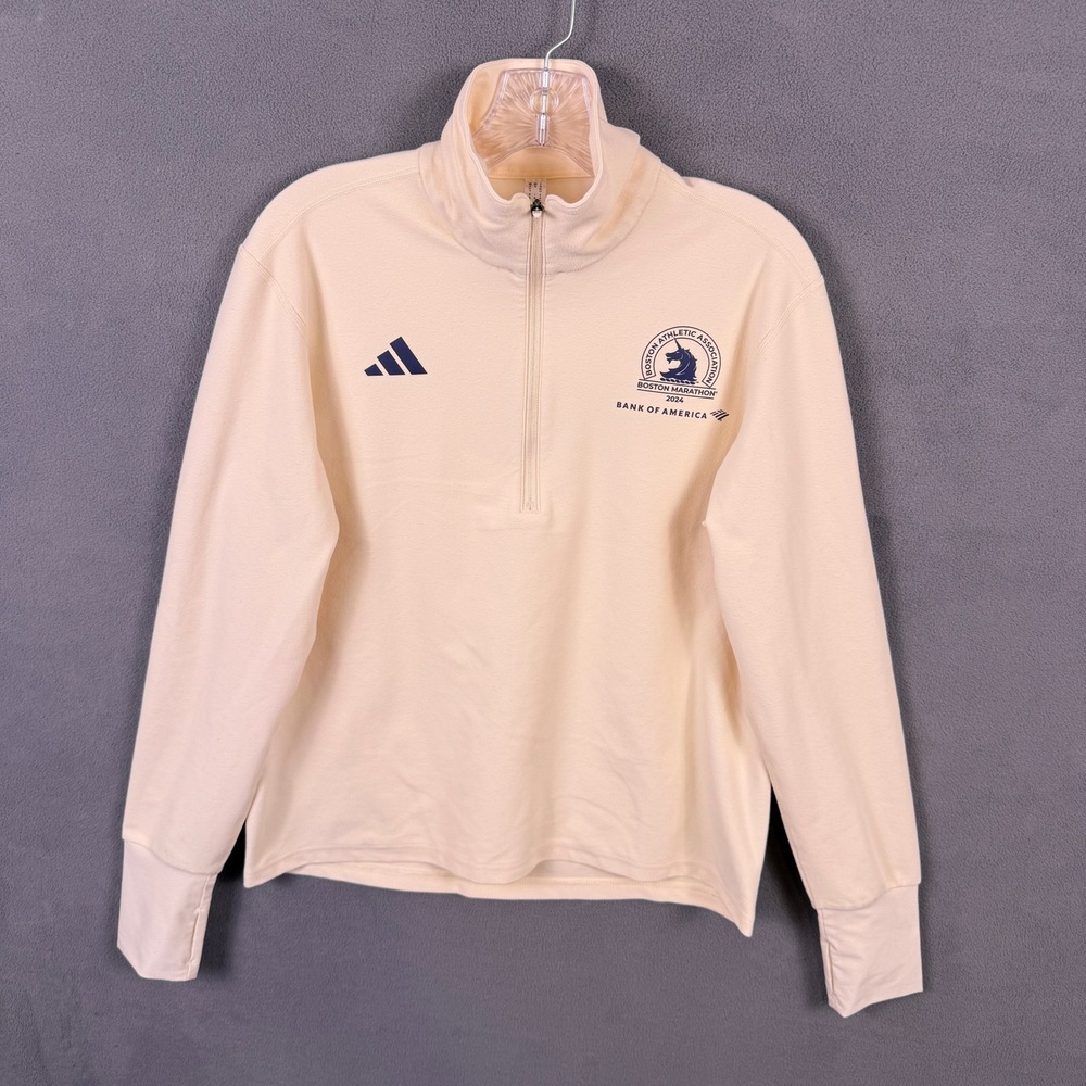 Adidas Running Boston Marathon 2024 Shirt 1/4 Zip Pullover Long Sleeve M